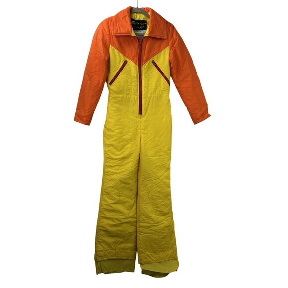 Vintage 70's Spinnerin by Gusti Womens Medium Ski Suit One Piece Orange/Yellow - Picture 13 of 16
